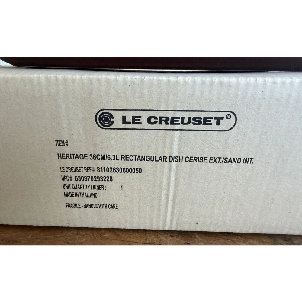 Le Creuset Stoneware Heritage Deep Rectangular Lasagna Dish 6.75qt Cerise NEW